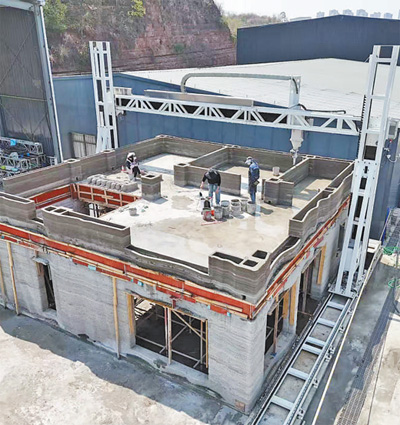 全程用时22天，只需3名工人 3D打印的双层小楼封顶